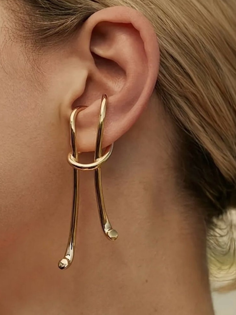 Elegant Gold Drop Knot Earrings